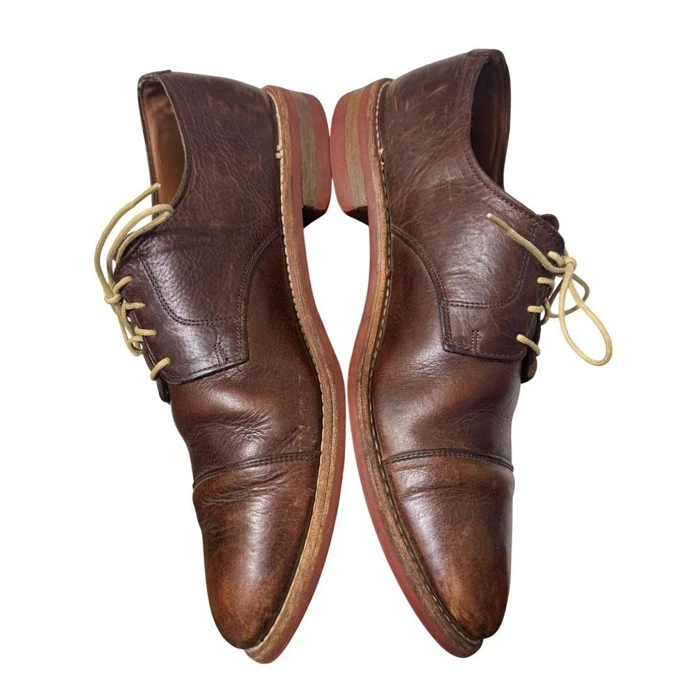 Allen Edmonds Oak Street Cap Toe Derby Shoes Mens 11 D Brown Leather Dainite